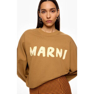 Marni Brown Logo Cotton Sweatshirt
